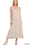 Zenana French Terry Twisted Strap Midi Dress
