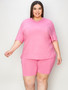 Basic Bae Full Size V-Neck Drop Shoulder T-Shirt and Shorts Set