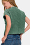 Zenana Washed Mock Neck Short Sleeve Cropped Sweater