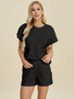 Double Take Full Size Texture T-Shirt and Shorts Set