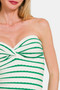 Zenana Twisted Sweetheart Neck Striped Tube Top