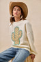 BiBi Cactus Embroidered Fleece Sweatshirt