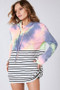 BiBi Tie Dye French Terry Cowl Neck Top