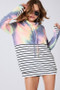 BiBi Tie Dye French Terry Cowl Neck Top