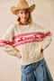 BiBi Christmas Theme Patterned Cable Knit Sweater