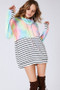 BiBi Tie Dye French Terry Cowl Neck Top