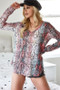 BiBi Snakeskin Print Low Gauge Hacci V Neck Top