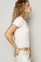 POL V-Neck Short Sleeve Ribbed T-Shirt with Contrast Overlock Stitching