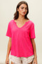 BiBi Waved Rib U Neck Top With Front Pocket