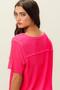 BiBi Waved Rib U Neck Top With Front Pocket