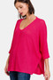 Zenana V-Neck High-Low Jacquard Knit Top