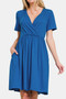 Zenana Surplice Short Sleeve Brushed DTY Dress