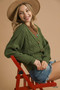 Umgee Chunky Cable Knit V-Neck Button-Up Cardigan