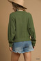 Umgee Chunky Cable Knit V-Neck Button-Up Cardigan