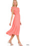 Zenana Woven Smocked Ruffle Sleeve Midi Dress
