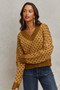 SO ME Color Block Textured Christmas Sweater V Neck Top