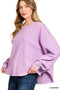 Zenana Acid Washed Exposed-Seam Sweatshirt