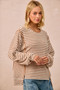 BiBi Open Seam Detail Textured Stripe Knit Top