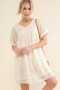 And The Why Woven Leopard Baby Doll Roll-Sleeve Casual Dress