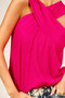 BiBi Rib Knit Cross Neck Banded Top
