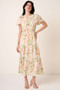 Mittoshop Flower Print Flutter Sleeve V Slit Maxi Dress