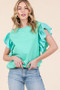 Lime 'N' Chili Solid Shoulder Ruffle Detail Round Neck Top