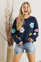 ADORA Full Size Flower Popped Sweater Plus Size