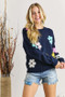 ADORA Full Size Flower Popped Sweater Plus Size