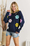 ADORA Full Size Flower Popped Sweater Plus Size