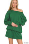 Zenana Fleece Boat Neck Sweatshirt and Shorts Set