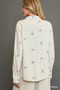 Umgee Linen Blend Fitted Shirt with Ribbon Embroidery Details