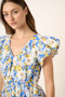 Mittoshop Floral V-Neck Cap Sleeve Mini Dress