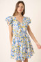 Mittoshop Floral V-Neck Cap Sleeve Mini Dress