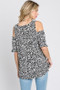 Heimish Full Size Leopard Round Neck Cold Shoulder T-Shirt Plus Size
