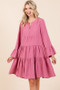 Mittoshop Tiered Notched Flare Sleeve Dress