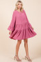 Mittoshop Tiered Notched Flare Sleeve Dress