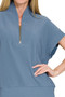 Zenana Ribbed High Neck Half Zip Top