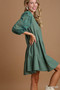 Umgee Floral Contrast Sleeve Tiered Dress