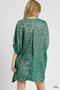 Umgee Metallic Leopard Print V-Neck Kimono Dress