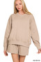 Zenana Fleece Long Sleeve Sweatshirts & Shorts Set