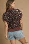 Umgee Leopard Button Down Short Sleeve Cardigan