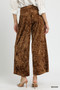 Umgee Velvet Smocked Waistband Wide Leg Pants