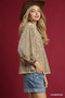 Umgee Floral Velvet Blouse with Balloon Sleeves