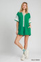 Umgee French Terry Collared Colorblock Romper