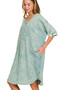Zenana Acid-washed French Terry Tee Shirts Dress