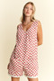 Jade By Jane Plus Size Back Tie Sleeveless Plaid Romper with Pockets