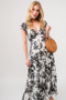And The Why Ruffled Sleeve Tiered Floral Print Maxi Dress