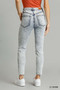 Umgee 5-Pockets Distressed Detail Stretch Denim Skinny Jeans with Unfinished Hem