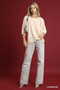 Umgee Satin Jacquard Balloon Sleeve Blouse