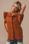 BiBi Quilting Knit Ruffle Sleeve Vest